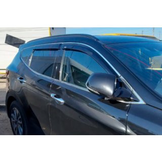 Deflektory szyb z listwą chromowaną (4 szt, HIC) Hyundai Santa Fe 4 2018-2023 zdjęcia 1
