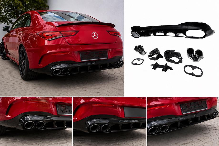Mercedes CLA C118 2019- Tylny dyfuzor z końcówkami wydechu (design CLA45) Image