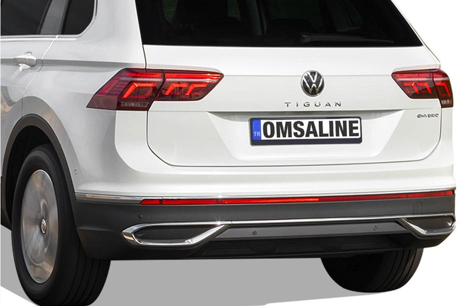Volkswagen Tiguan 2016-2023 Nakladki imitacja koncowek wydechu 2020+ (3 szt, stal nierdzewna) OmsaLine - Włoska Stal Nierdzewna Image