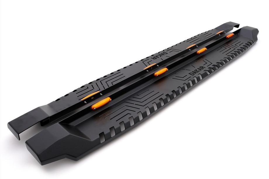 Volkswagen Amarok 2010-2022 Progi boczne Dakar V1 z LED (2 szt, metal) Image