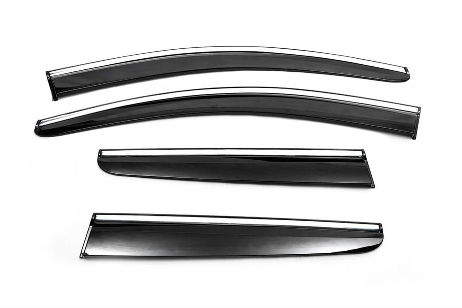 Nissan Qashqai 2010-2014 Deflektory szyb z listwą chromowaną (4 szt., Sunplex Chrome) Zdjęcia 2