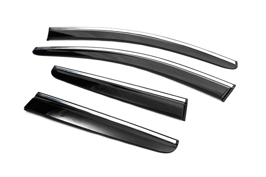 Nissan Qashqai 2010-2014 Deflektory szyb z listwą chromowaną (4 szt., Sunplex Chrome) Zdjęcia 7
