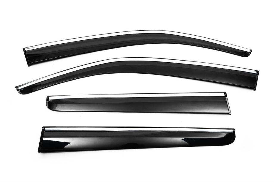Volkswagen Amarok 2010-2022 Deflektory szyb z listwą chromowaną (4 szt., Sunplex Chrome) Image