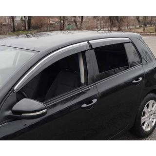 Deflektory szyb z listwą chromowaną HB (4 szt., Sunplex Chrome) Volkswagen Golf 6 2008-2014 zdjęcia 1