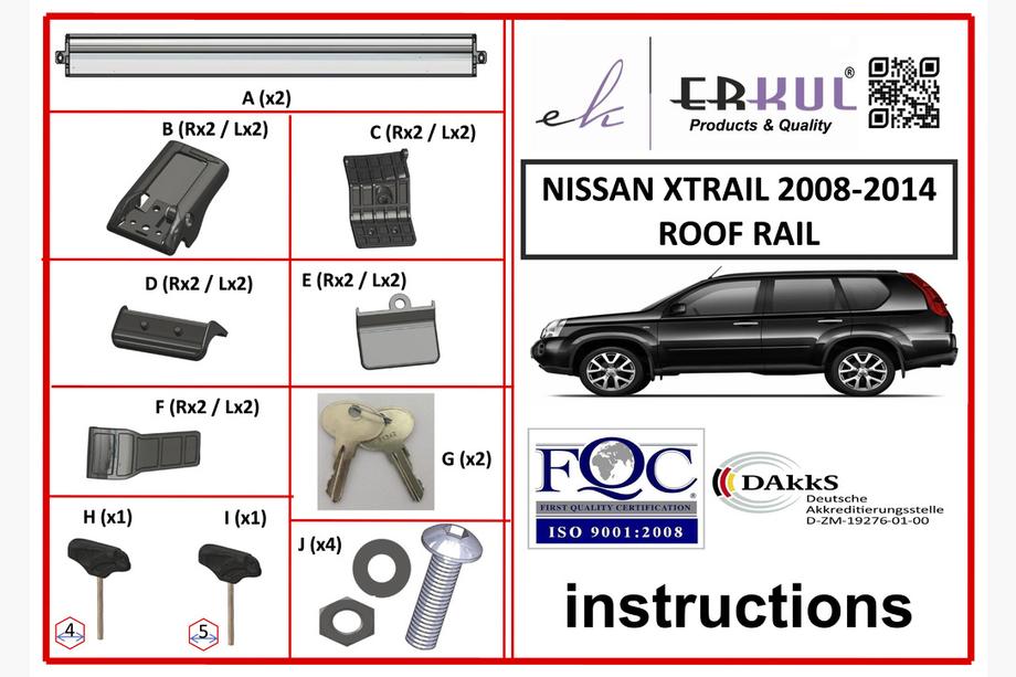 Nissan X-trail T31 2007-2014 Belki dachowe na relingi z zamkiem WingBar V1 (2 szt.) Szary Zdjęcia 3