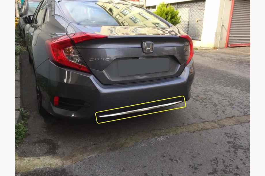 Honda Civic Sedan X 2016-2021 Nakładka na Tylny Zderzak ze Stali Nierdzewnej Image