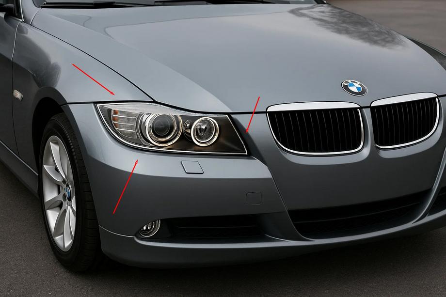 BMW 3 Series E90/E91 2005-2011 Nakładki na Reflektory Chromowane (2 szt., Plastik) Image