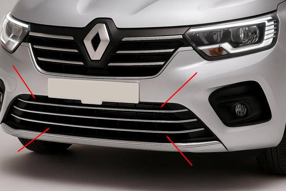 Renault Kangoo/Express 2021- Nakładki na kratkę zderzaka (3 szt, stal nierdzewna) Image