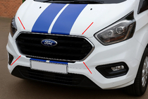 Ford Custom 2013-2022 Nakładki na kratkę zderzaka 2018+ (4 szt., stal nierdzewna) zdjęcia 1