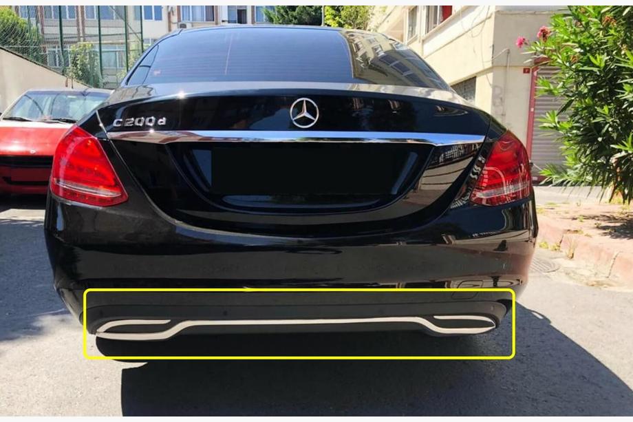 Mercedes C-class W205 2014-2021 Nakładka na tylny zderzak V1 Stal Nierdzewna Image