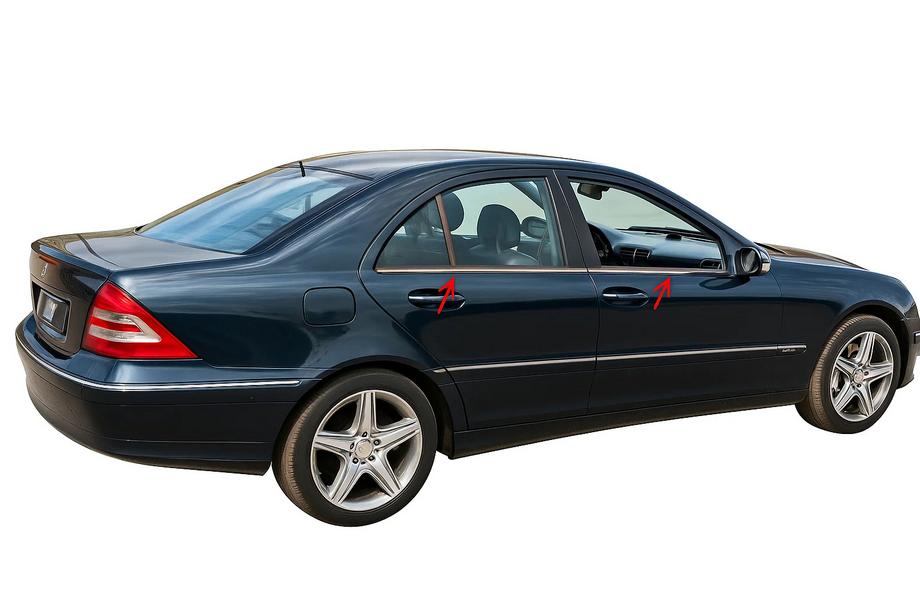 Mercedes C-class W203 2000-2007 Listwy Ozdobne Szyb Stal Nierdzewna 6 szt, SW, Carmos - Stal Turecka Image